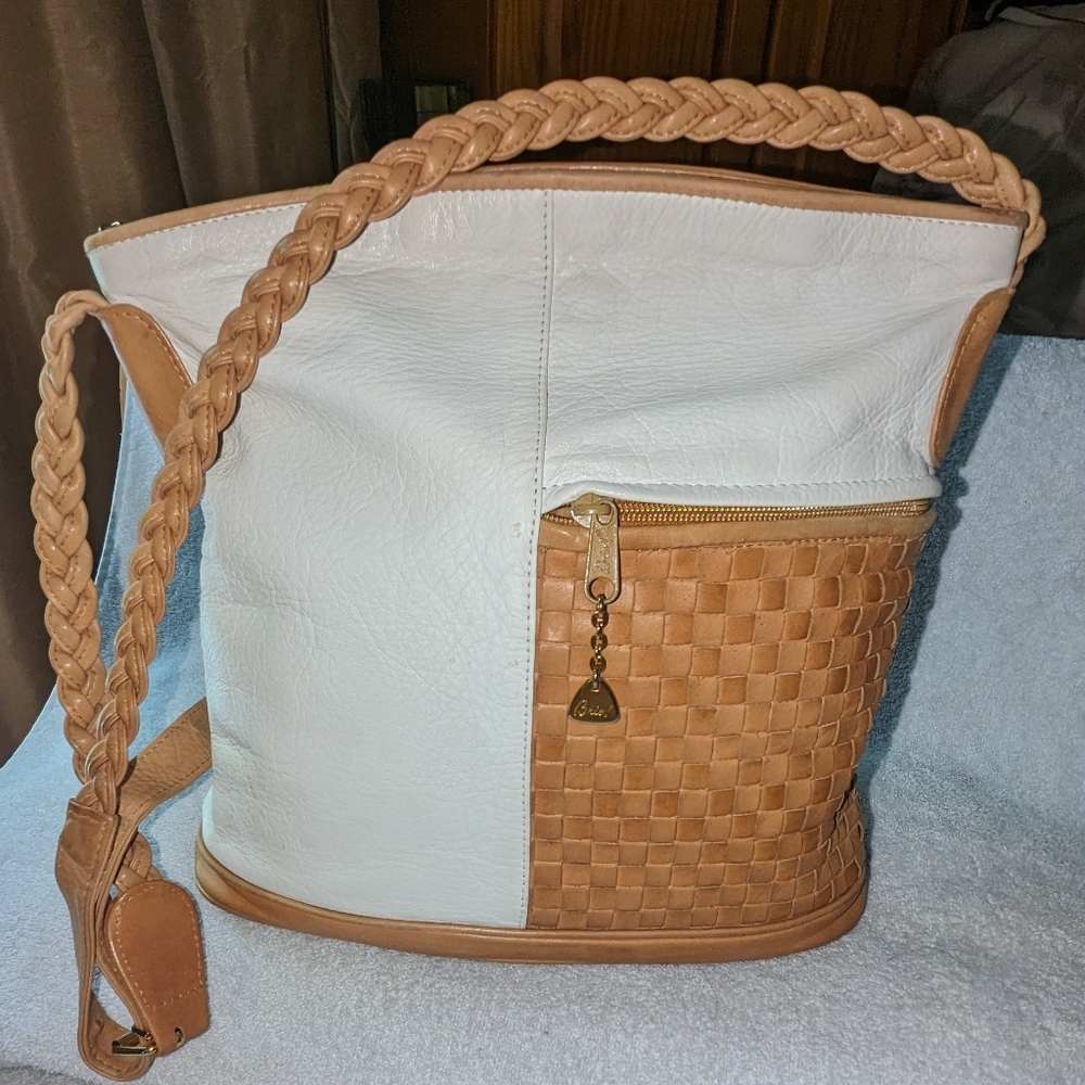 Vintage Brio two tone crossbody bag.